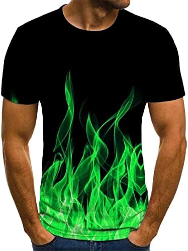 Tamas de camisetas para homens verão 3d impressão de chama redonda redonda de manga curta camiseta casual size size