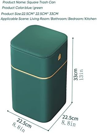Lixo de lixo Paiifa, lata de lixo, prensa de vedação de estilo nórdico para o banheiro de cozinha armazenamento de armazenamento de balde de pó de pó acessórios com lixo lixo verde profundo profundo/profundo azul