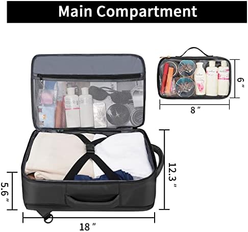 Mochila de viagem para mulheres, a companhia aérea aprovou a mochila Carry On Luggage com uma bolsa de higiene pessoal, itens essenciais de viagem, mochila da faculdade se encaixa no laptop de 15,6 polegadas com um bolso anti-roubo, presentes para mulheres, preto