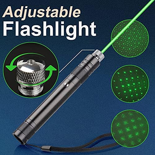 Ponteiro a laser de alta potência, ponteiro de lazer verde de longo alcance, caneta de lanterna tática recarregável USB para camping,