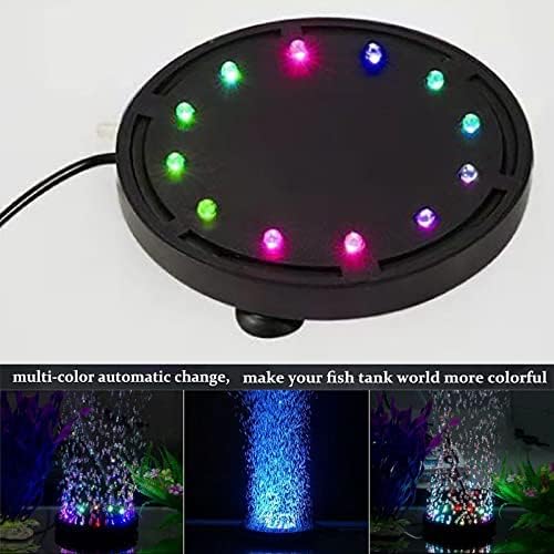 4,92 polegadas 12 LEDs Luz do tanque de peixes, pedra borbulhante, luzes de aquário LED, disco de pedra de ar, acessórios de decoração