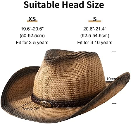 Chapéus de cowboy de palha jastore para crianças meninas meninas de meninos de verão chapéu de chapéu de fivela de fivela