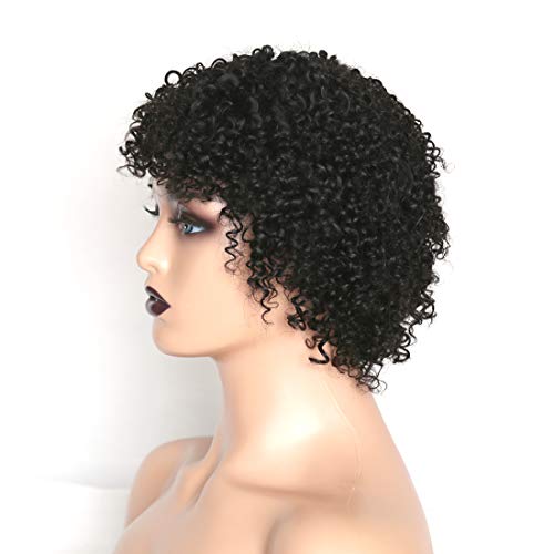 Emol curto curto perucas encaracoladas para mulheres negras cabelos humanos curtos perucas encaracoladas com franja Nenhuma perucas