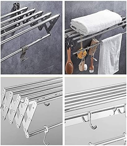 XMCX Rack de rack de rack de secagem montada na parede xmcx com ganchos de roupas dobráveis ​​Rack de rack seco Salvando rack retrátil