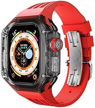 OneCmn para Apple Watch Ultra 49mm Transparente Fluororberber Luxury Modification Kit Case & Band para Iwatch Series 8 Mod Kit Watch Band
