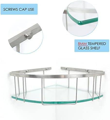Janriho banheiro vidro de vidro PLATA COM cesta de aço inoxidável 8 mm de vidro temperado com chuveiro flutuante de caddie de