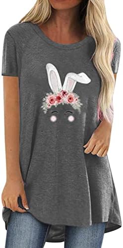 Presentes de coelhinho da Páscoa Páscoa Bunny Camisa de túnica curta de túnica solta blusa estampa de coelho