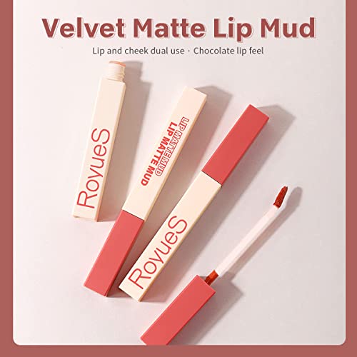 Kusslippe Matte Lip Lip Lama, esmalte lábio de veludo, manchas labiais à prova de manchas à prova d'água, uso duplo para lábios e bochechas.