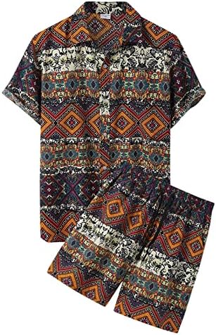 Mens sets curtos roupas de 2 peças da praia masculina impressão de duas peças de duas peças camisa de manga curta de couro de couro de couro