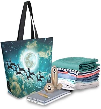 ALAZA Christmas Background Canvas Bolsa de bolsas de topo bolsas grandes bolsas grandes bolsas reutilizáveis ​​Bolsas de ombro de