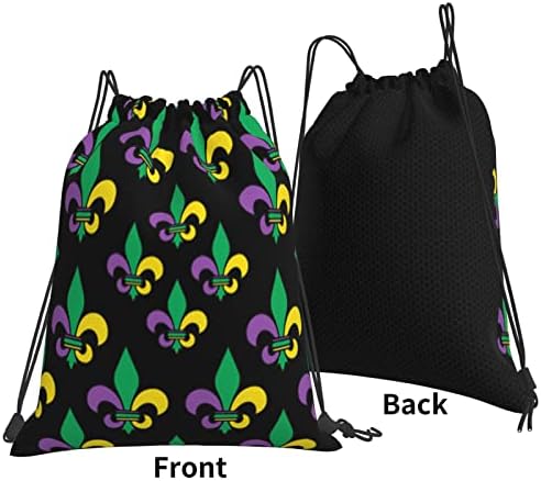 Saco de cordão de cordão Mardi-Gras-Carnival-Fleur-de-Lis Back Sackpack Sports Mackpack For Men Women Girls