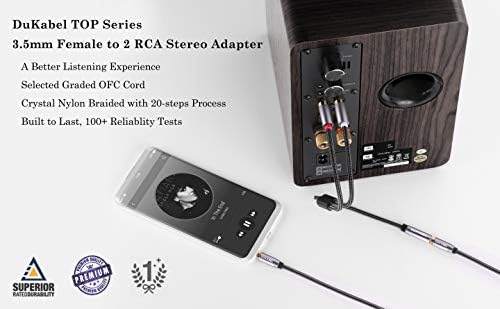 Dukabel 3,5 mm fêmea para 2 RCA Adaptador estéreo, macaco de áudio estéreo de 3,5 mm para 2 plugues masculinos RCA para fone de ouvido