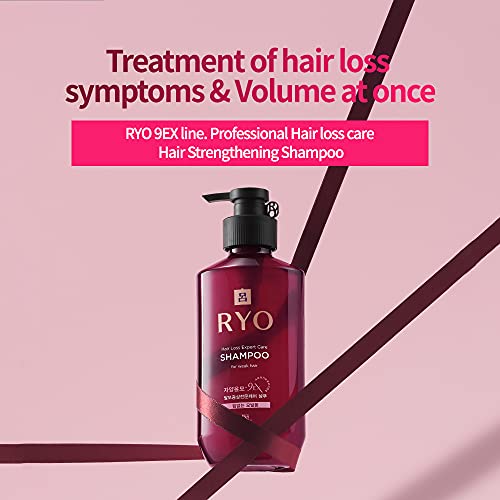 Shampoo para perda de cabelo Ryo para cabelos fracos 400 ml de cuidados excessivos de sebo. para couro cabeludo fedorento e coceira, para cabelos finos
