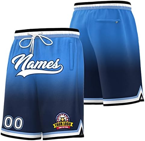 Shorts de basquete de gradiente personalizado esportes de exercícios com shorts personalizados Número personalizado logotipo para homens jovens