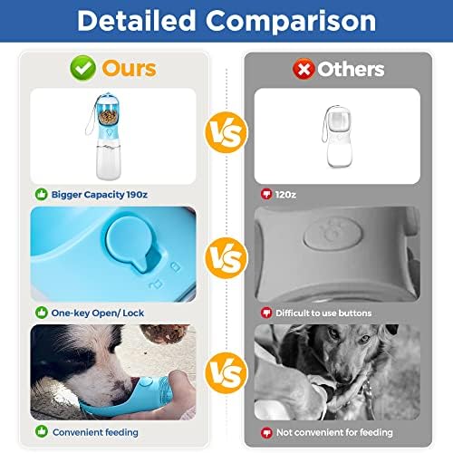 Bai International Dog Water Bottle com recipiente de alimentos separáveis- Presente de estimação garrafa de água portátil de cachorro