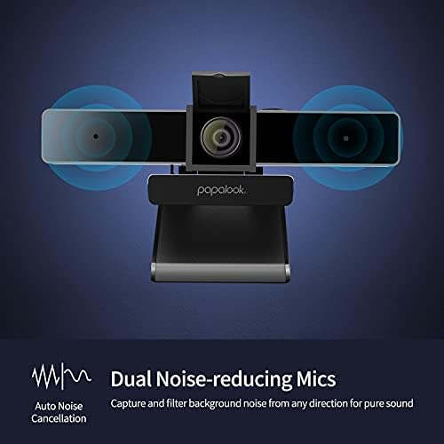 2022 Webcam zoomable Ultra HD 2K 2K com microfone duplo, câmera da web focada fixa com tripé e cobertura de privacidade, visualização