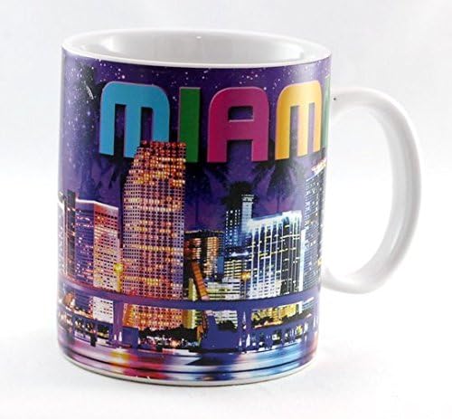 Miami Florida Purple Night Skyline Creamic Caneca 11oz