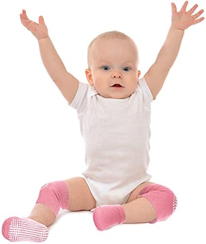 Geyoga 12 pares de joelheiras anti-deslizamento de bebê e meias anti-deslizamento bebê protetor de joelho para crianças jovens