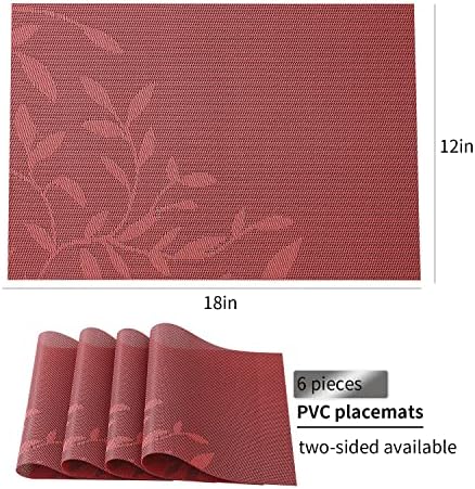 Meijihui placemats resistentes ao calor não deslizável PVC Place Mat, tecido de vinil placemats de 4 vermelho