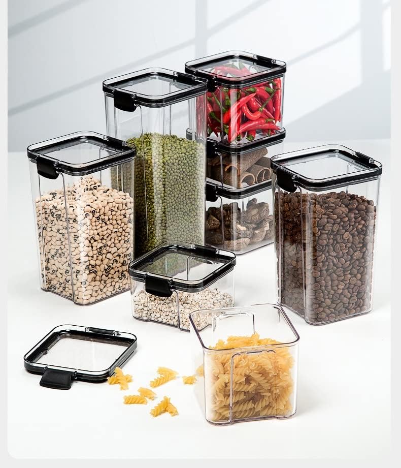 BHVXW 6PCS Recipientes de cozinha Temoning Box Organizer Storage Jars for Cereals Jar para frascos a granel com tampa