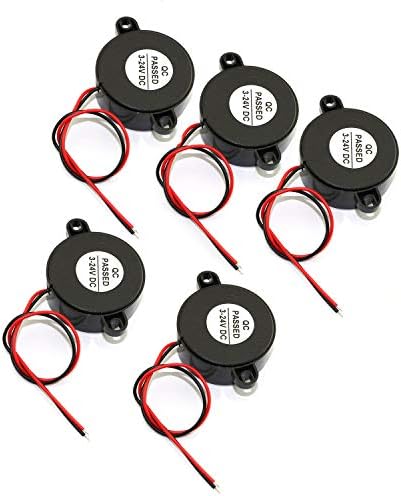 Estrunamento de 2-pacote DC 3-24V 85 dB Piezo Buzzer Piezoelétrico Bipete Bipete Continuoso Accessados ​​de Carro Black