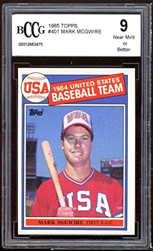1985 Topps 401 Mark McGwire ROOKIE CARD BGS BCCG 9 perto de Mint+