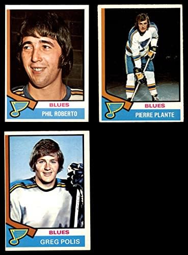 1974-75 O-PEE-Chee St. Louis Blues, perto da equipe, colocou o St. Louis Blues Ex/Mt Blues