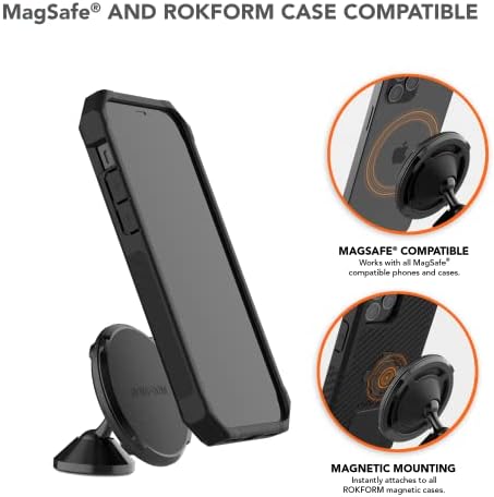 Rokform - iPhone 14 Pro Max Rugged Caso + Mãe de ímã duplo Montagem do telefone Montagem de telefone para carro, caminhão ou van