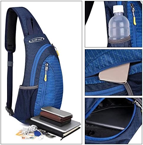 Mochila ombro unissex da G4free, mini bolsa de corpo casual para a mochila ao ar livre mochila pacote de peito azul para ciclismo de caminhada de camping viagens