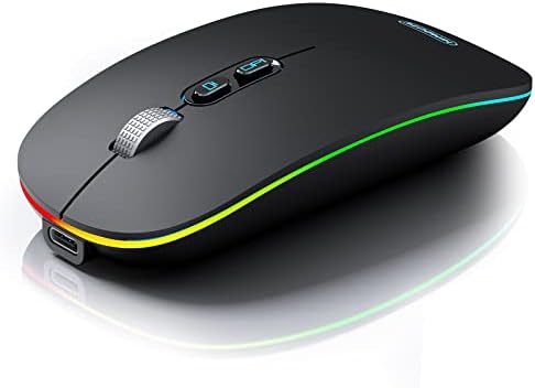 Mouse Bluetooth LED de Himduze, Modo duplo silencioso de mouse sem fio Bluetooth recarregável com botão home, camundongos portáteis