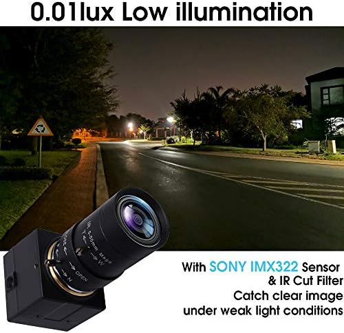 Câmera USB 1080p de lente Zoom SVPro 5-50mm com sensor Sony IMX323, câmera H.264 HD com webcam USB de luz baixa 0,01lux Ultra BAIXA