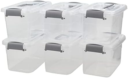 Annkkyus 6-Pack pequenas caixas de armazenamento com tampas, caixas de armazenamento de plástico transparente