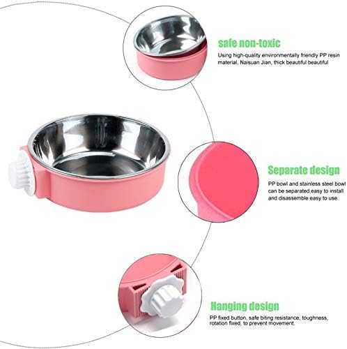 Interesses da sorte 6 Pacote Pink Crate Tigela de cachorro, tigela de plástico e aço inoxidável Removível Removável alimentos