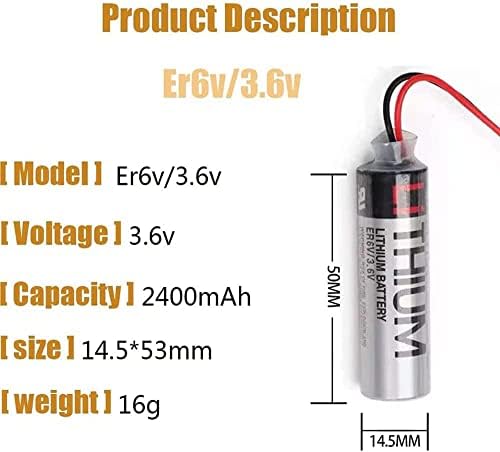 Wangbo 3pcs 2400mAh ER6V/3.6V PLC Bateria de lítio para Toshiba ER6VC119A Bateria de lítio com plugue marrom