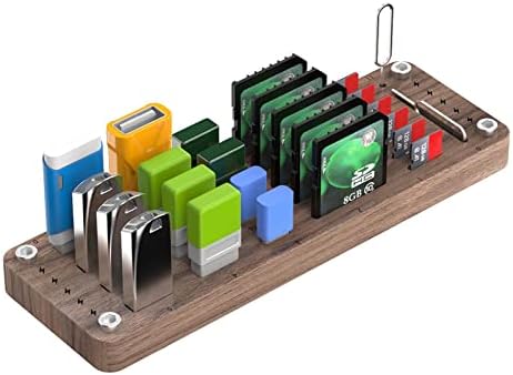ABENOW Microsd Card Case, Organizador do suporte de madeira para SDTF USB Drive Flash Drive Organizer Memory Card Card Holder,
