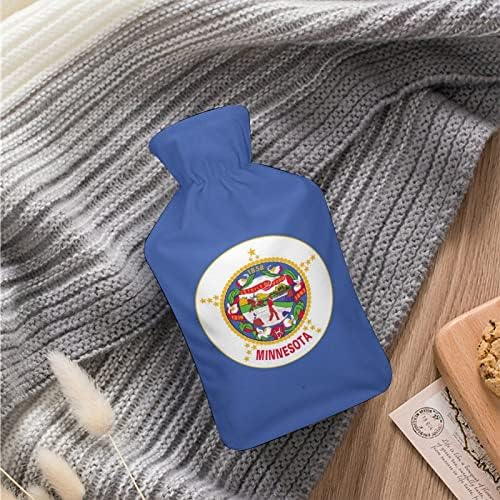 Minnesota State Flag Garrafa de água quente 1000 ml fofo bolsa de injeção de água macia que quente para os pés de mão quente presentes