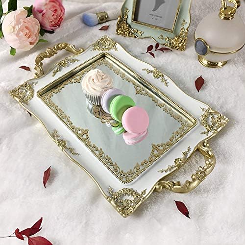 Echaprey Bandeja decorativa espelhada de retângulo de cristal grande, organizador de bandeja de vaidade cosmética para decoração em casa/casamento/jóias/ocasião