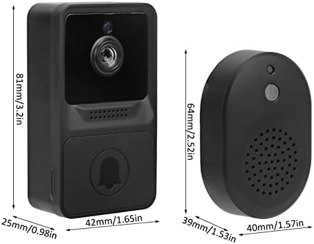Câmera de campainha de vídeo, sistema de portas de vídeo sem fio com áudio de 2 vias, vigilância de 120 ° de ampla angular, visão noturna