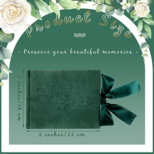 Livro de convidados de casamento do painel com caneta verde de veludo de veludo verde Recepção de casamento 144 Página