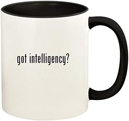 Presentes Knick Knack tem inteligência? - alça de cor cerâmica de 11 onças e copo de caneca de café interno, preto