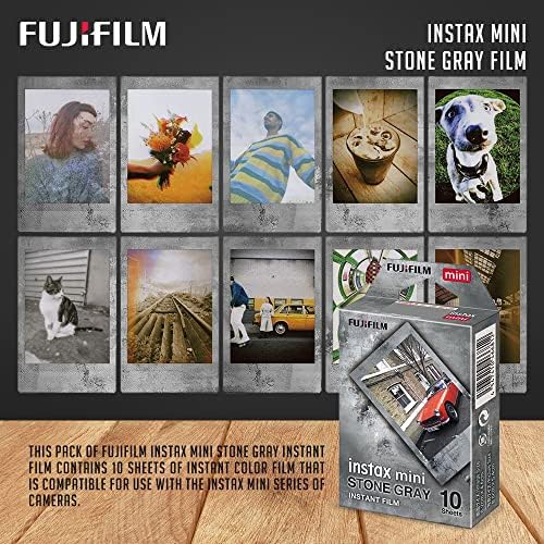 Fujifilm Instax Mini Stone Grey Film projetado para todas as mini câmeras Instax e impressoras de smartphone, o filme é ISO 800 e faz parte de um pacote de luxo com um álbum Fuji e outros acessórios