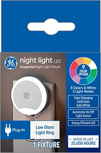 Iluminação GE Luz noturna LED, mudança de cor, equipamento de anel de plug-in