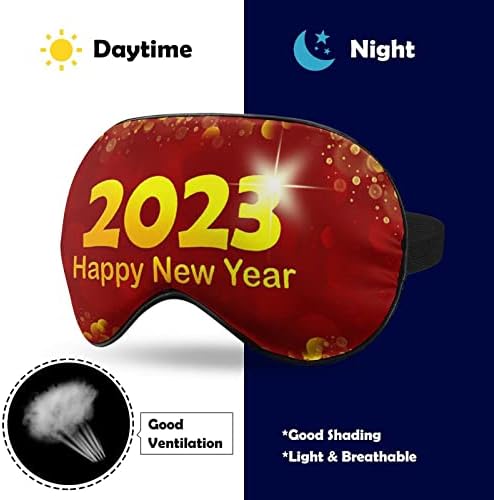 Feliz Ano Novo 2023 Máscaras do sono Tampa de olho Blackout com linha de mão elástica ajustável para homens para