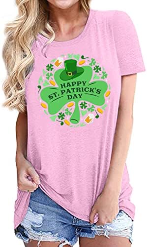 Camiseta engraçada do dia de St Patrick para mulheres Shamrock Irish Crewneck Summer Casual camiseta Blusa gráfica de manga curta