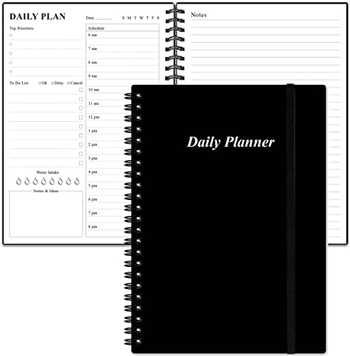 Planejador diário sem data - A5 para fazer no caderno horário de notebook, planejador de compromissos em espiral