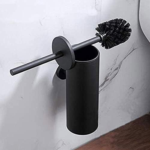AMAYYAMTS Brecha de escova de vaso sanitário Modern Black Toilet Brush Seter com suporte de parede de barra, acessórios de banheiro,
