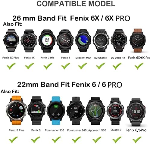 Crffyj 22mm Watch Band tiras para Garmin Fenix ​​6S 6SPro Relógio Quick Lanke Silicone Easy Fit Wrist Bands para Garmin