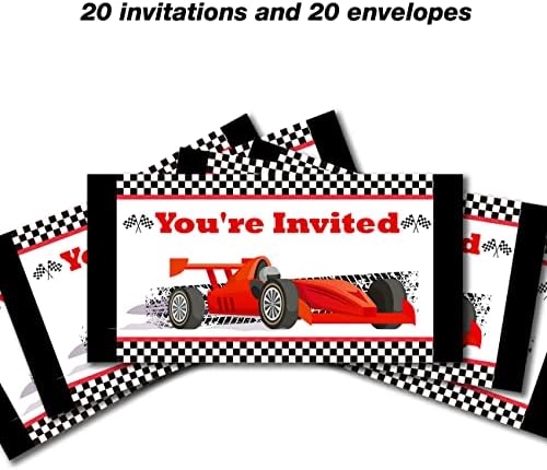 Convites de ingressos para festas de carro de corrida Preenche o conjunto de 20 com envelopes Cartões de ingressos para