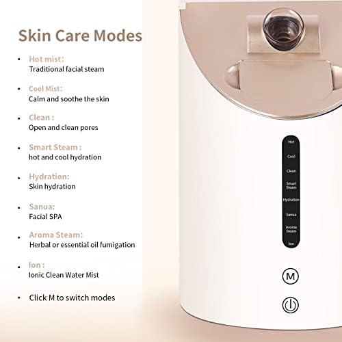 Vapor facial-Nano Ityic Warm & Cool Mist Face a vapor para hidratação de limpeza profunda facial, umidificador de face 8 em 1 com aromaterapia para sauna facial em casa, 35 min de tempo de vapor e temporizador embutido