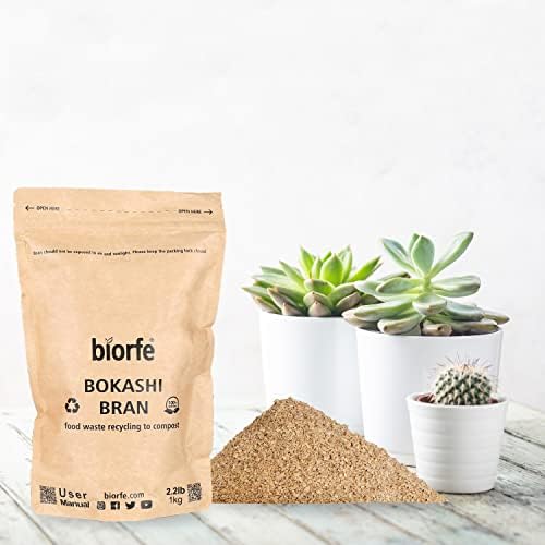 BIORFE ORGANIC BOKASHI BRAN PARA COMPOSTA RÁPIDO E FÁCIL-6 pacote de sacolas, partida de compostagem para todas as estações para lixeira